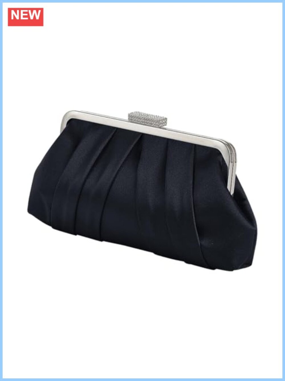 Satin Pleated Ruched Evening Clutch with Metal Chain Crossbody Bag